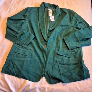 J. Jill Woman's size 3X Jacket Blazer Celtic Dress Coat Kelly Green Boxwood NWT